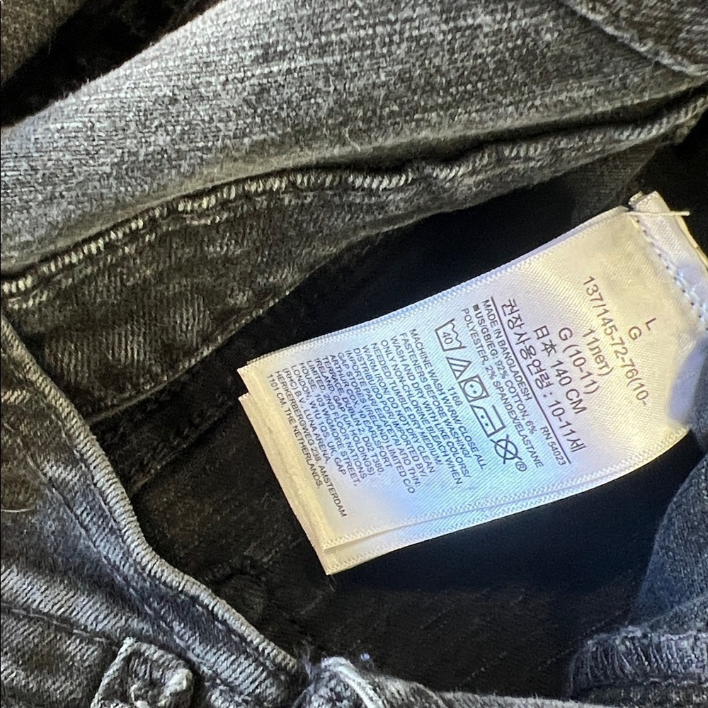 Gap black denim jeans overalls girls large 10 slim fit skinny - Picture 6 of 10